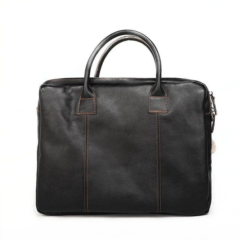 Vintage Brown Mens Leather Briefcase Work Handbag Black 14'' Computer Briefcases For Men