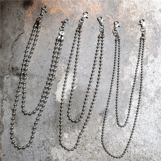 Cool Silver Mens Womens Beaded Pants Chain Long Double Wallet Chain For Men