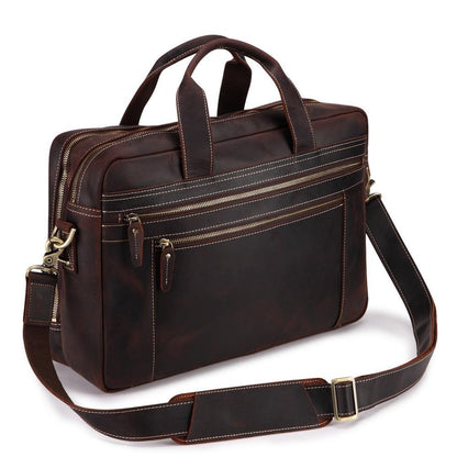 Dark Brown Large Leather Men's Professional Briefcase 17¡®¡¯ Laptop Handbag Briefcase Business Briefcase For Men