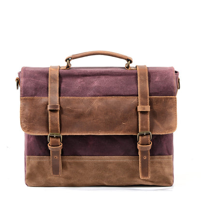 Cool Waxed Canvas Leather Mens 15.6' 15¡®¡¯ Waterproof Travel Side bag Computer Handbag Messenger Bag for Men