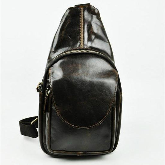 Leather Mens Cool Sling Bag Crossbody Bag Chest Bag for men