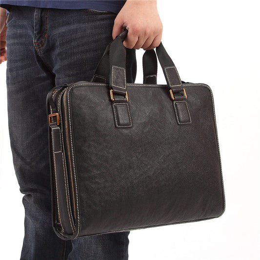 Fashion Black Leather Men's Briefcase Professional Briefcase 15¡®¡¯ Black Laptop Briefcase For Men