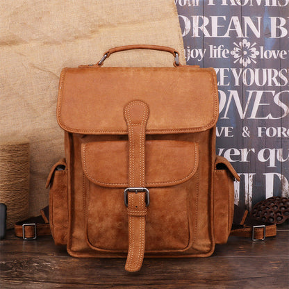 Vintage Brown Leather Men's 14'' Laptop Backpack School Backpack Travel Backpack For Men