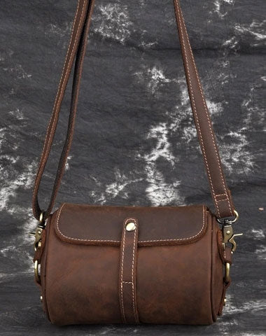 Cool Fashion Leather Mens Small Barrel Shoulder Bag Side Bag Messenger Bag For Men