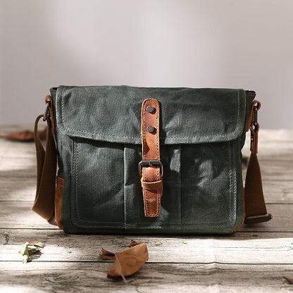 Waxed Canvas Mens Waterproof Side Bag, Courier Bag, Messenger Bag for Men