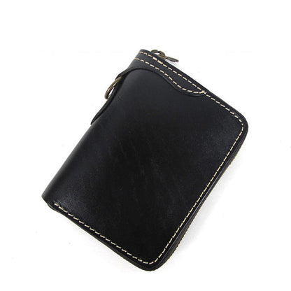 [On Sale] Handmade Mens Around Zipper Wallet Leather Biker Chain Wallet