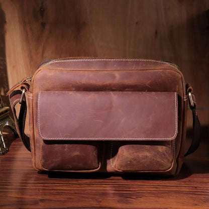 Vintage LEATHER MENS COURIER BAG Postman BAG SIDE BAG 10 inches MESSENGER BAG FOR MEN