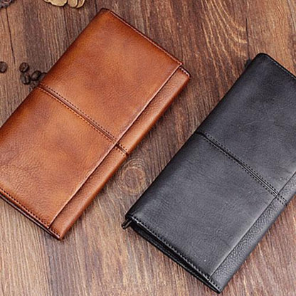 Handmade Leather Mens Cool Long Leather Wallet Bifold Clutch Wallet for Men