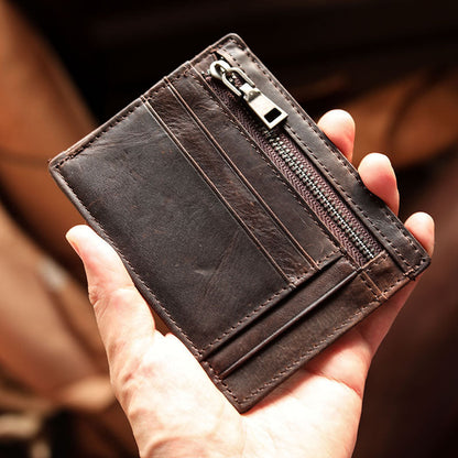 Ultra Thin Leather Mens Front Pocket Wallet Slim billfold Wallet License Small Wallet For Men