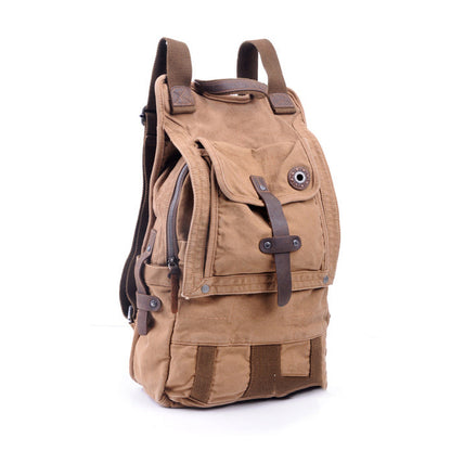 Canvas Black Mens Hiking Backpack Large Khaki School Backpack Canvas Travel Backpack For Men