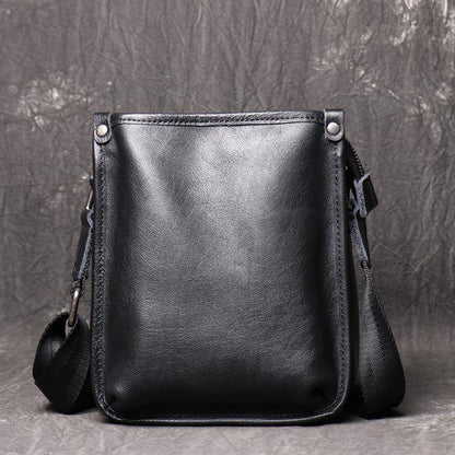 Black Vertical Messenger Bag Leather Ipad Vertical Side Bags Courier Bag For Men