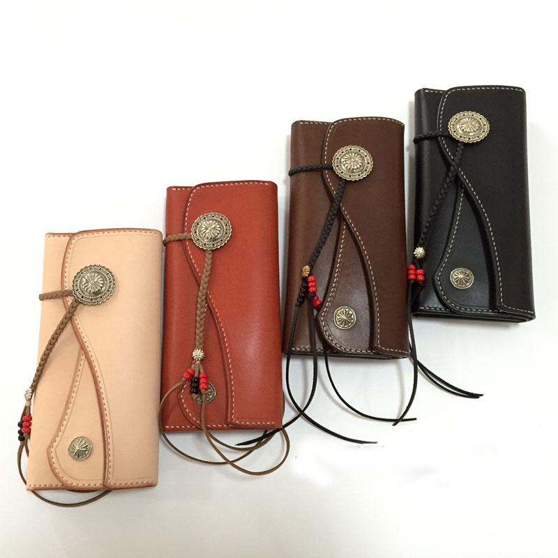 Handmade Leather Mens Clutch Wallet Cool Wallet Long Wallets for Men Women