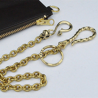 Badass Gold Brass Long Mens 18'' Biker Wallet Chain Biker Pants Chain Trucker Wallet Chain for Men