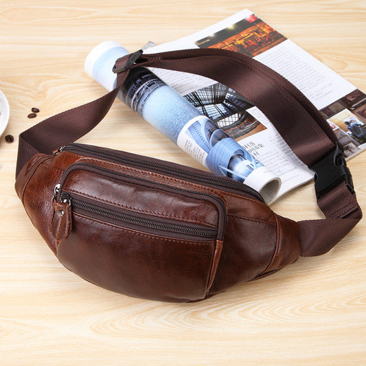 Vintage Leather Brown Men's Fanny Pack Chest Bag Waist Bag For Men