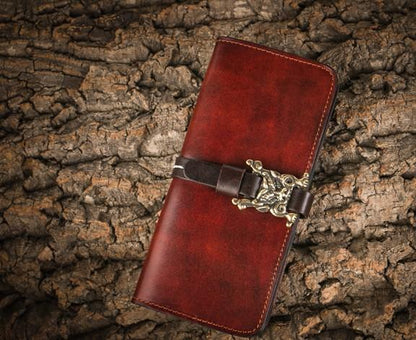 Handmade Leather Mens Clutch Wallet Cool Leather Wallet Long Phone Wallets for Men