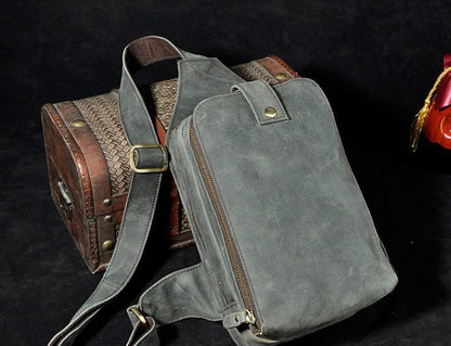 Cool Leather Mens  Sling One Shoulder Bag Sling Bag Sling Backpacks Chest Bag for men