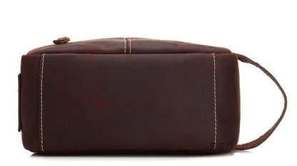 Cool Leather Mens Zipper Wristlet Bag Vintage Clutch Zipper Bags for Men
