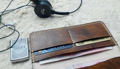 Vintage Coffee Leather Bifold Mens Long Wallet Leather Long Wallets for Men