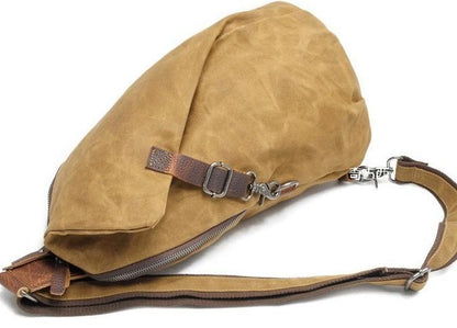 Cool Waxed Canvas Mens One Shoulder Pack Sling Bag Chest Bag for men