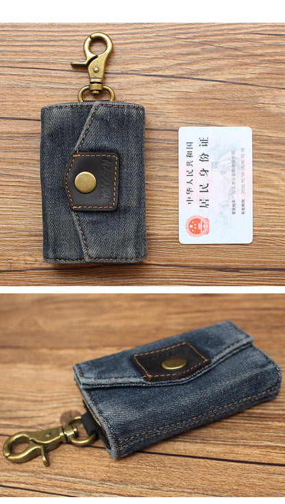 Vintage Denim Mens Keys Wallet Denim Key Holders With Belt Clip for Women