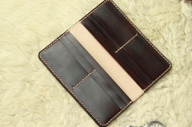 Vintage Leather Coffee Bifold Mens Long Wallet Leather Long Wallets for Men