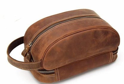 Cool Leather Mens Zipper Wristlet Bag Vintage Clutch Zipper Bag for Men