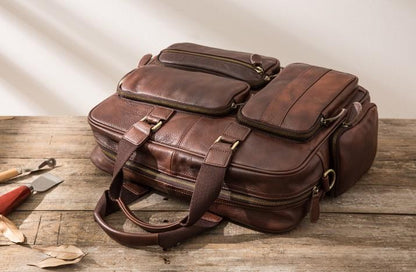 Leather Mens Large Briefcase Work Bag Travel Bag Business Bag for Men