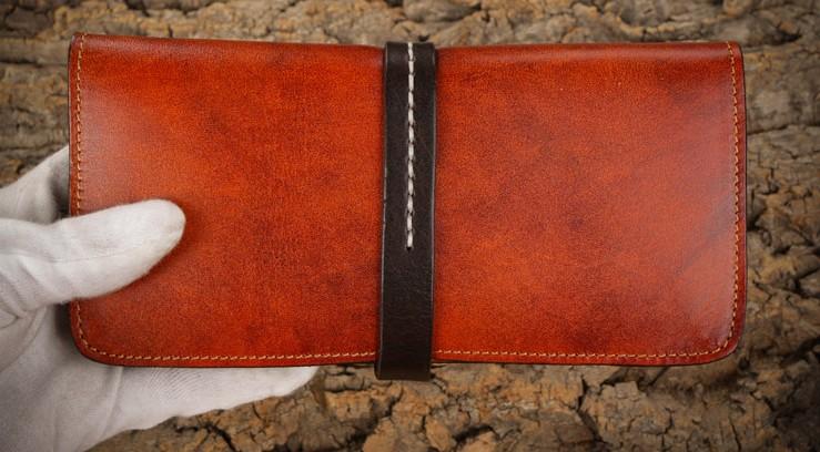 Handmade Leather Mens Clutch Wallet Cool Leather Wallet Long Phone Wallets for Men