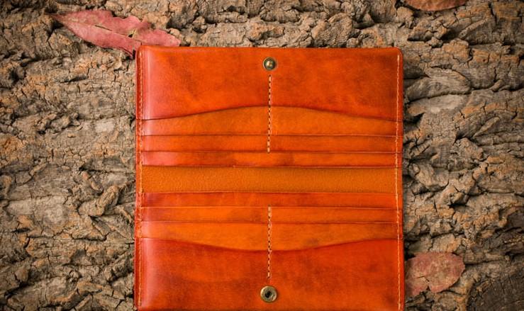 Handmade Leather Mens Clutch Wallet Cool Leather Wallet Long Phone Wallets for Men