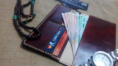 Vintage Leather Bifold Mens Long Wallet Leather Long Wallets for Men