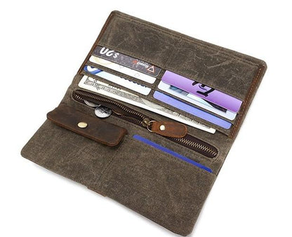 Mens Canvas Long Wallets for men Bifold Cool Men Long Wallet