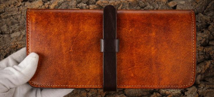 Handmade Leather Mens Clutch Wallet Cool Leather Wallet Long Phone Wallets for Men