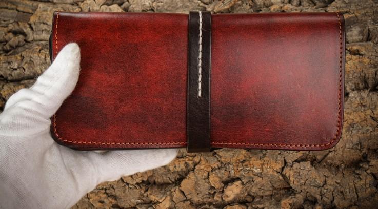 Handmade Leather Mens Clutch Wallet Cool Leather Wallet Long Phone Wallets for Men