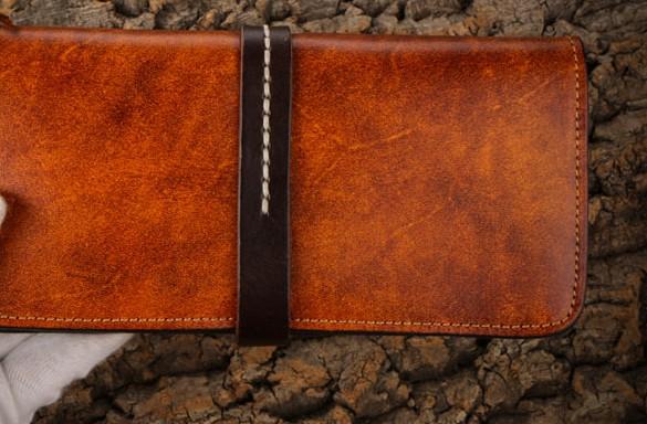 Handmade Leather Mens Clutch Wallet Cool Leather Wallet Long Phone Wallets for Men