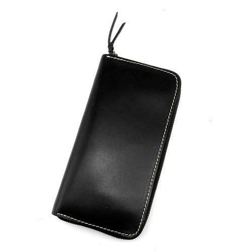 Stylish Black Leather Men's Long Wallet Clutch Wallet Tan Phone Wallet Zipper Clutch Wallet For Men