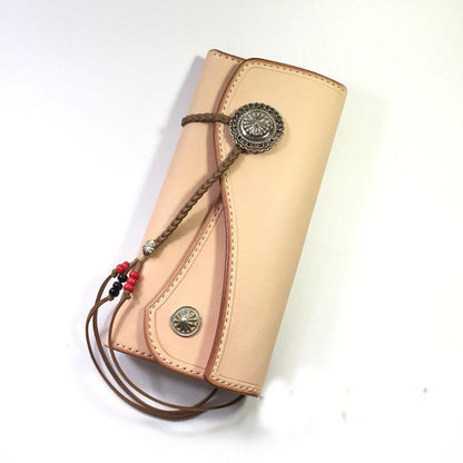 Handmade Leather Mens Clutch Wallet Cool Wallet Long Wallets for Men Women