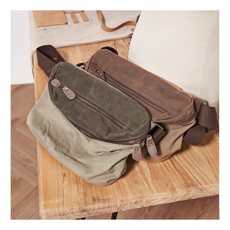 Cool Canvas Mens Messenger Bag Canvas Side Bag Chest Bag Saddle Canvas Courier Bag for Men