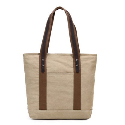 Casual Canvas Leather Womens Mens Large White Tote Bag Shoulder Bag Khaki Tote Purse For Women