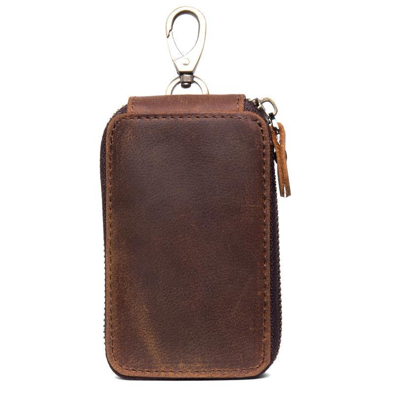 Brown Leather Mens Small Car Key Wallet Key Holders Car Key Holder For Men