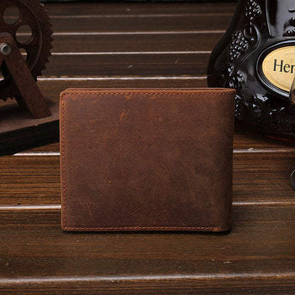 Cool Vintage Brown Mens Leather Small Wallet Bifold billfold Wallets for Men