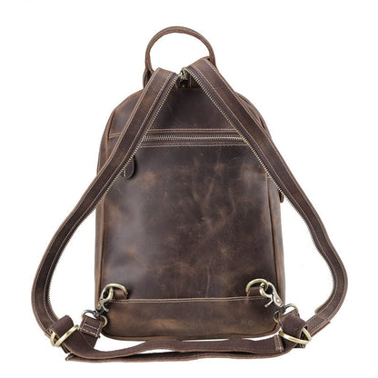 Vintage Brown Leather Men's Sling Bag Backpack Brown One Shoulder Backpack For Men