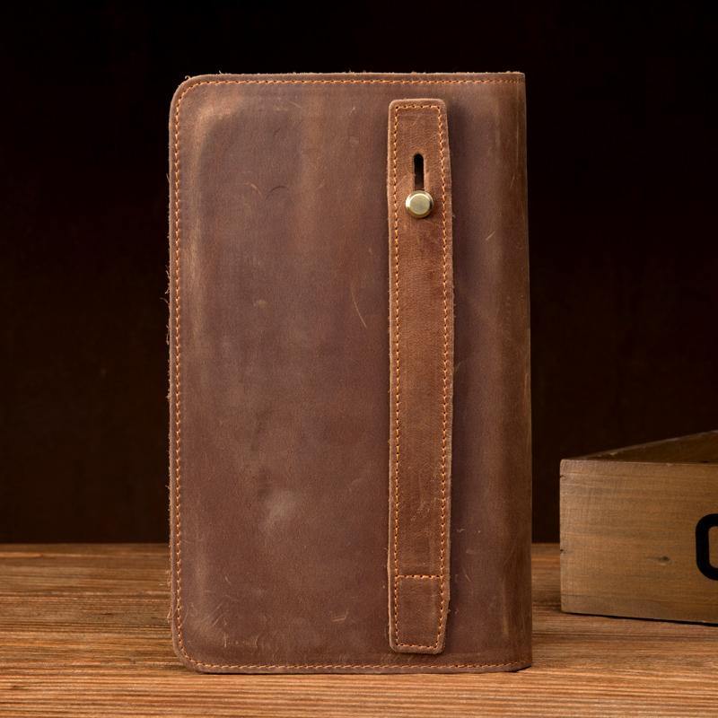 Brown Cool Mens long Wallet Wristlet Wallet Clutch Wallet Bifold Long Wallet for Men