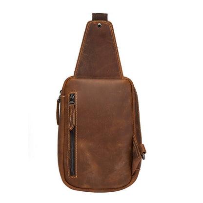 Vintage Leather Men's Chest Bag Sling Bag One Shoulder Backpack For Men