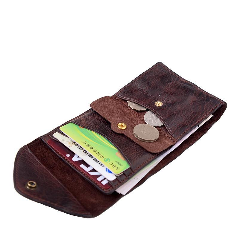 Vintage Coffee Leather Mens Envelope billfold Small Wallet Front Pocket Bifold billfold Wallet For Men