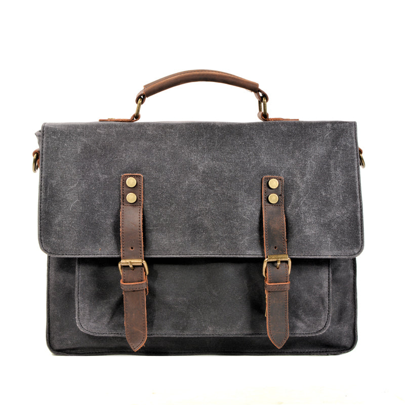 Waxed Canvas Leather Mens Green Casual 14¡®¡¯ Briefcase Handbag Messenger Bag Side Bag For Men