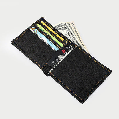 Black Wallet Cool Denim Mens Jean Slim billfold Wallet Bifold Jean Small Wallets For Men