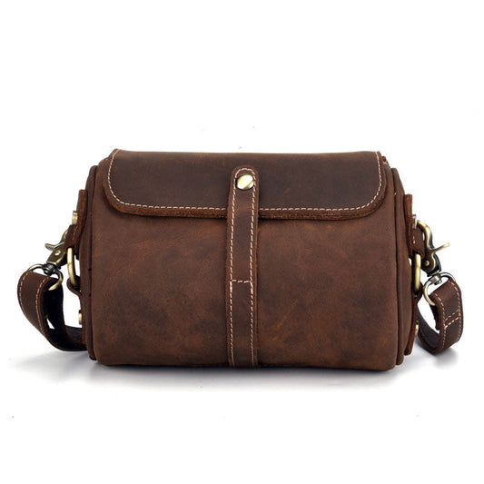 Cool Fashion Leather Mens Small Barrel Shoulder Bag Side Bag Messenger Bag For Men