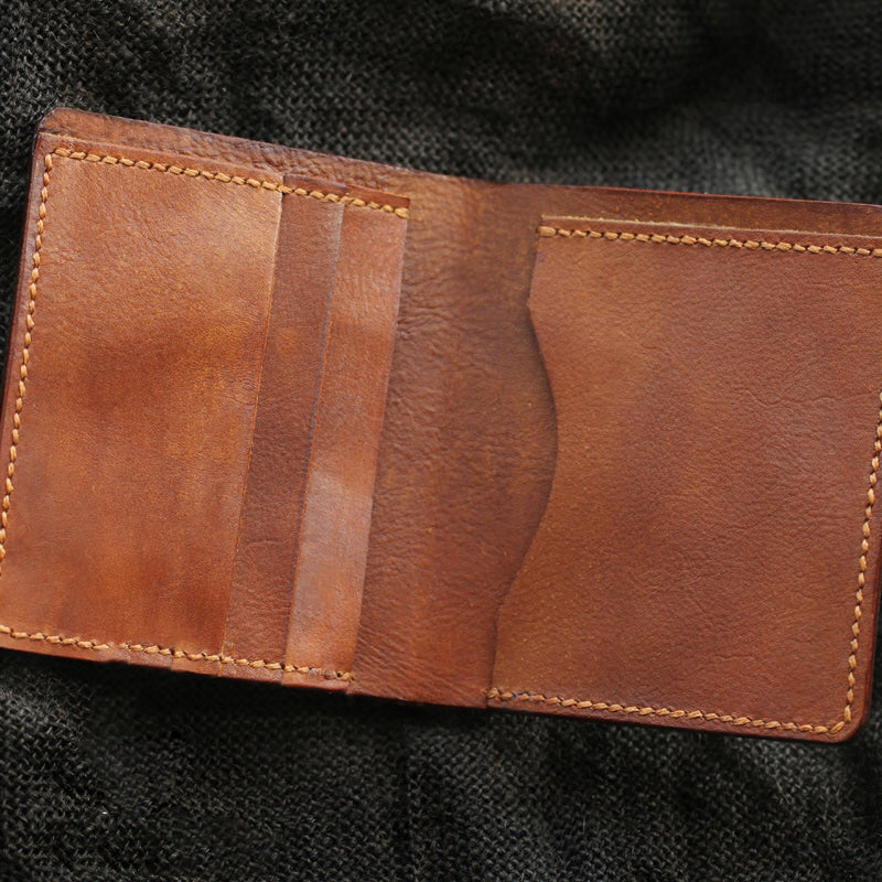 Cool Brown Leather Mens Vertical Small Wallet billfold Wallet Bifold Slim Wallet For Men