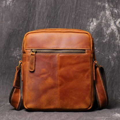 Cool Brown Leather Mens Ipad Vertical Side Bag Courier Bag Vertical Messenger Bag for Men