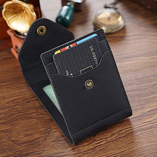 Leather Small Mens Wallet Zipper billfold Front Pocket Wallet Driver's License Card Wallet for Men